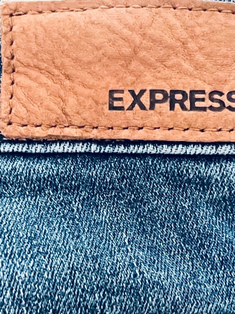 Express High Rise Girlfriend Jeans Rhinestone Distressed Raw Hem 16 - Picture 9 of 11